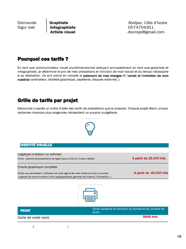prix graphiste