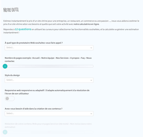 création site internet prix