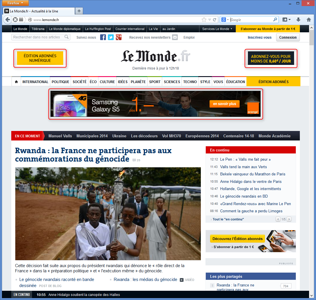 site de publicité